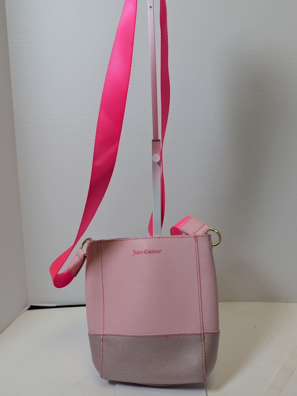 Juicy Couture Two-Tone Pink Crossbody Bag with Hot Pink Strap